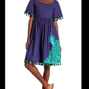 Kate Spade | Full Plume Peacock Poplin Tassel Drs